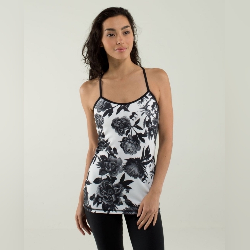 Lululemon Power Y Tank *Luon Brisk Bloom Black White / Black Size 4